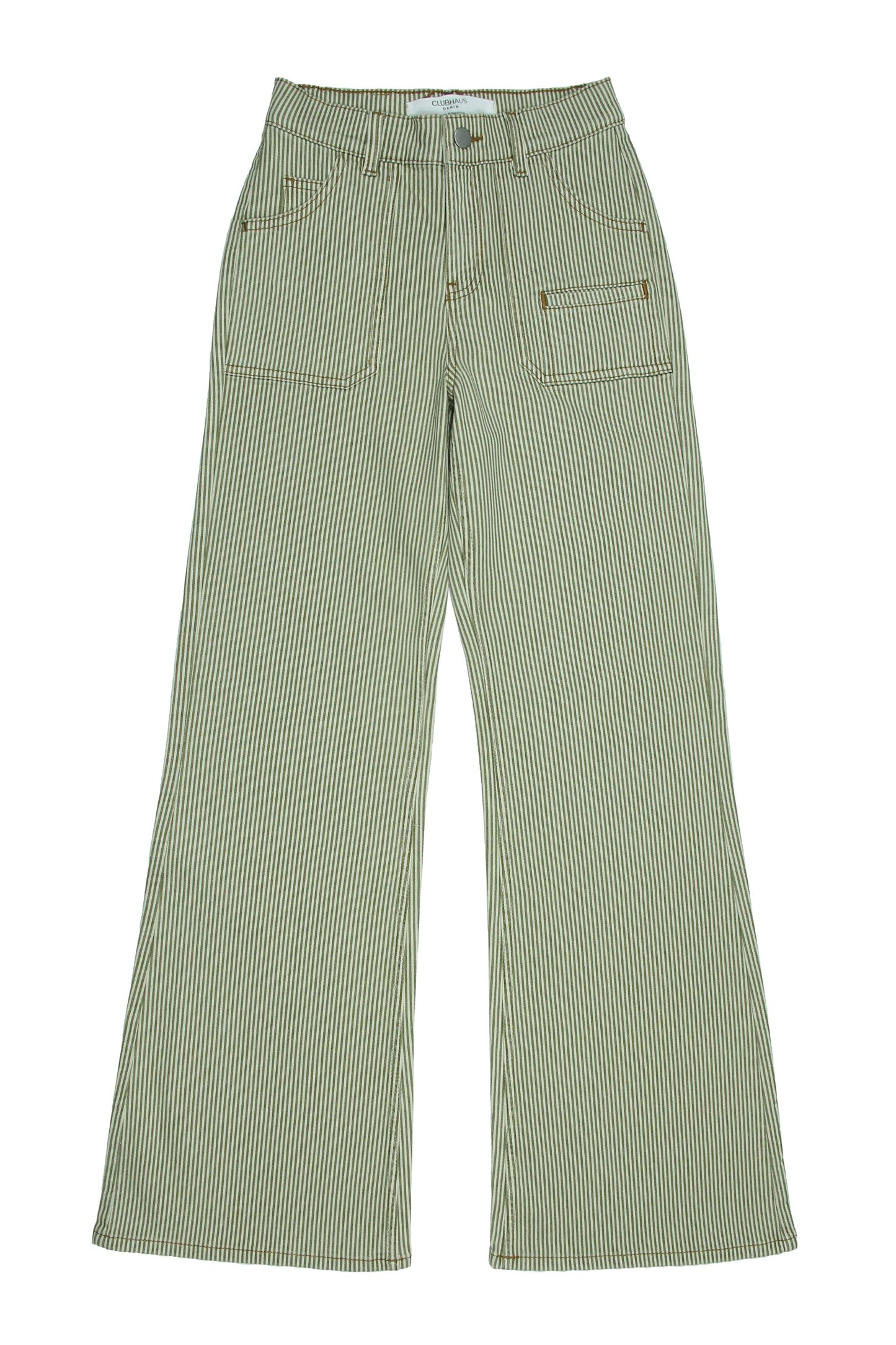 QUJSK - 10021 Queenie Khaki Stripe Jean Sleek - CLUBHAUS DENIMQUJSK - 10021