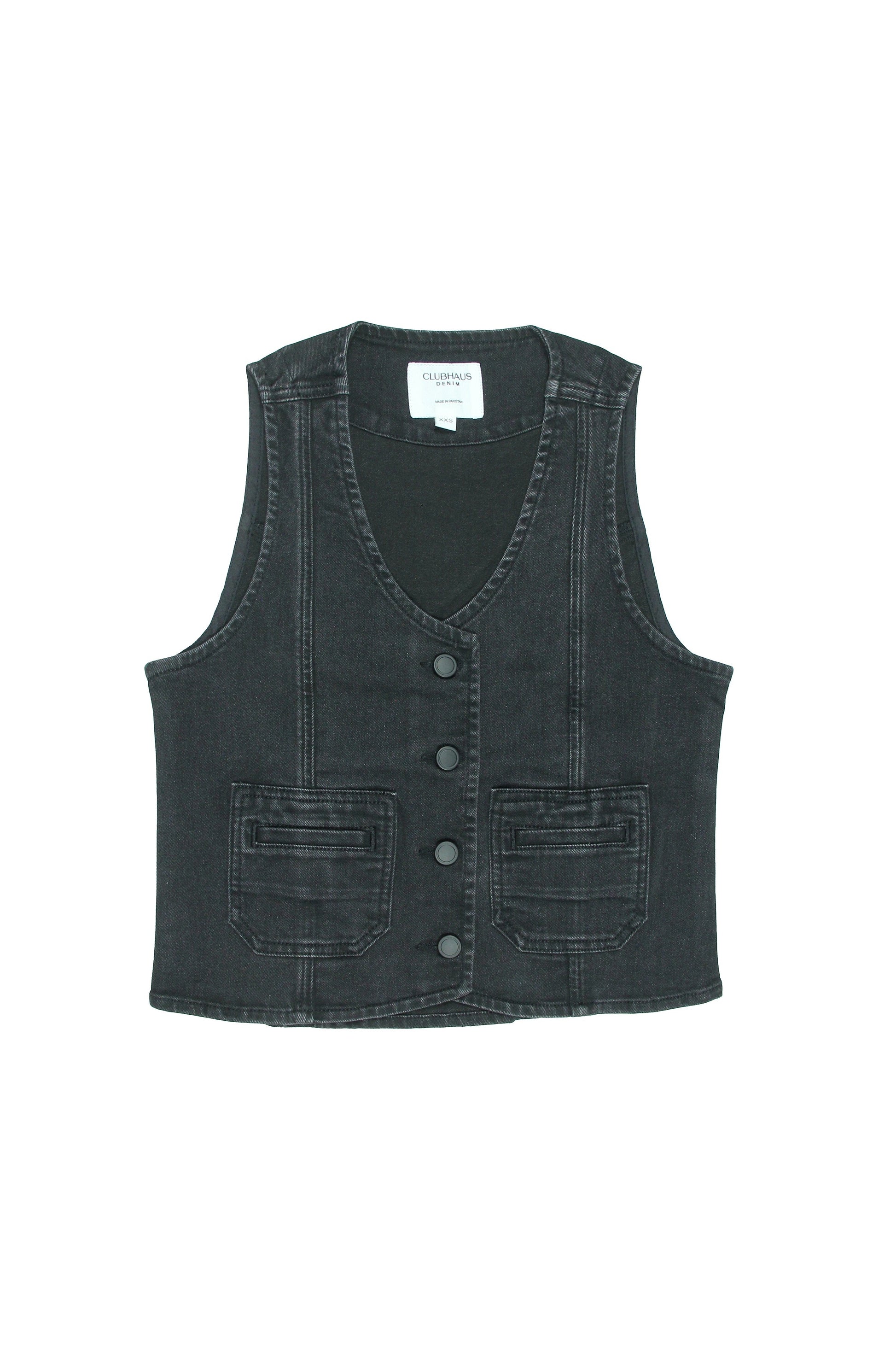 Bea Style Black Denim Vest - CLUBHAUS DENIMBWBL - 21138