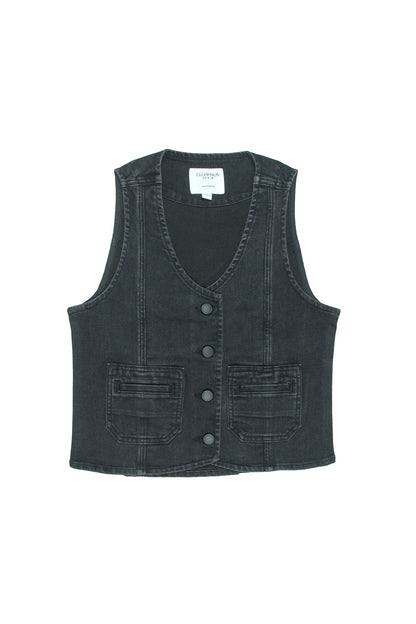 Bea Style Black Denim Vest - CLUBHAUS DENIMBWBL - 21138