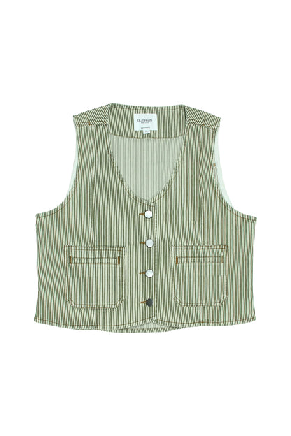 Casual Bea Stripe Khaki Waistcoat - CLUBHAUS DENIMBWSK - 25007