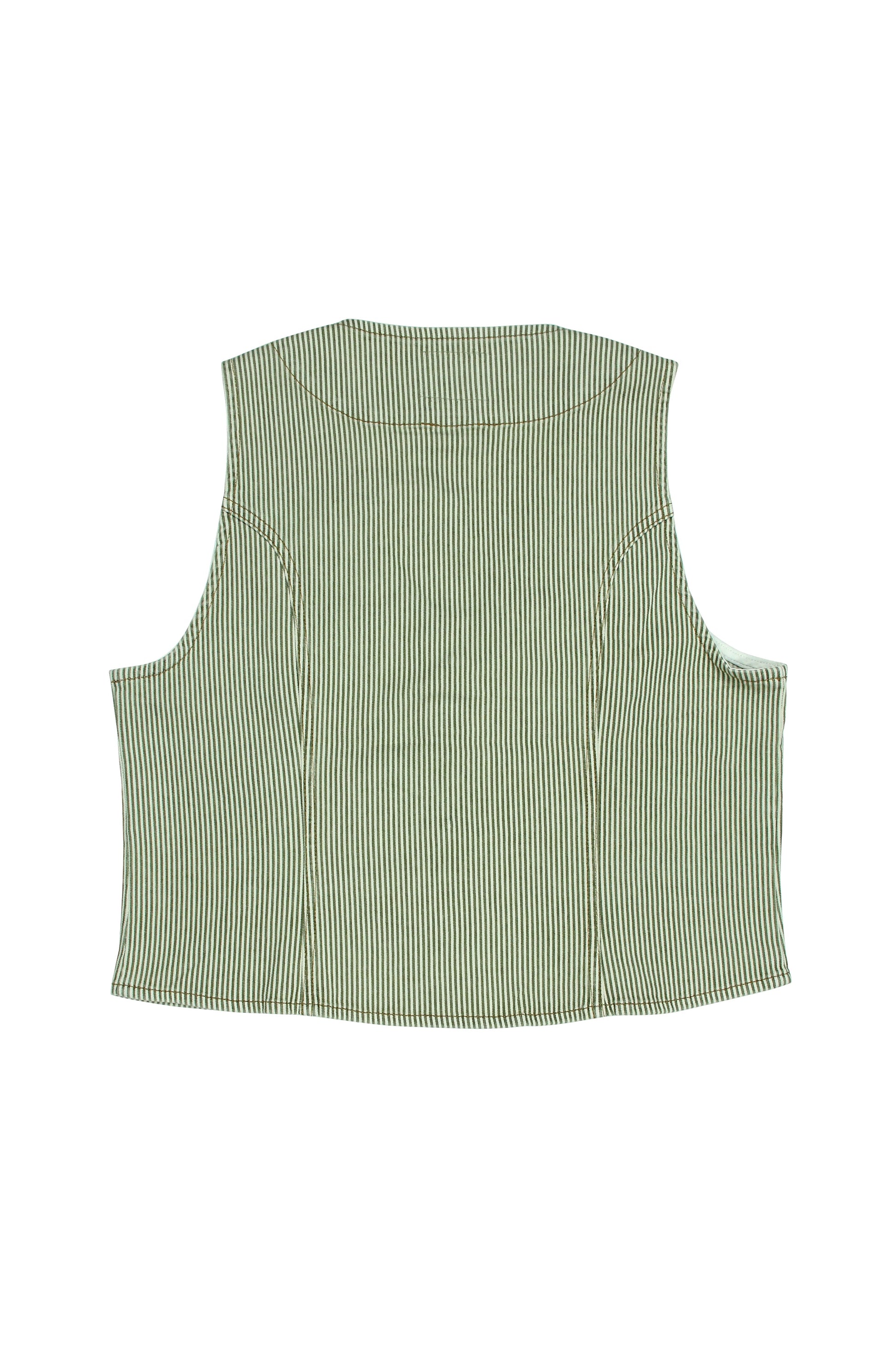 Casual Bea Stripe Khaki Waistcoat - CLUBHAUS DENIMBWSK - 25007