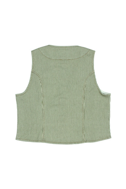 Casual Bea Stripe Khaki Waistcoat - CLUBHAUS DENIMBWSK - 25007
