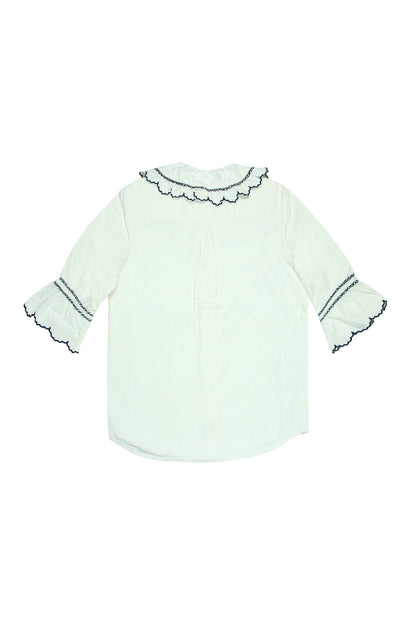 Casual Ecru Denim Daisy Blouse - CLUBHAUS DENIMDBEC-10091