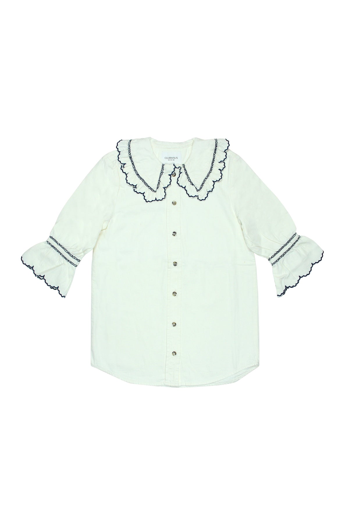Casual Ecru Denim Daisy Blouse - CLUBHAUS DENIMDBEC-10091
