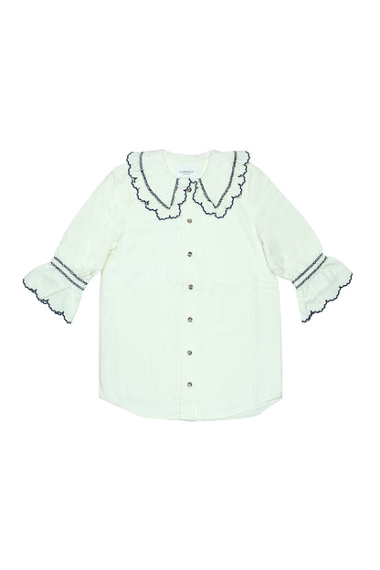Casual Ecru Denim Daisy Blouse - CLUBHAUS DENIMDBEC-10091