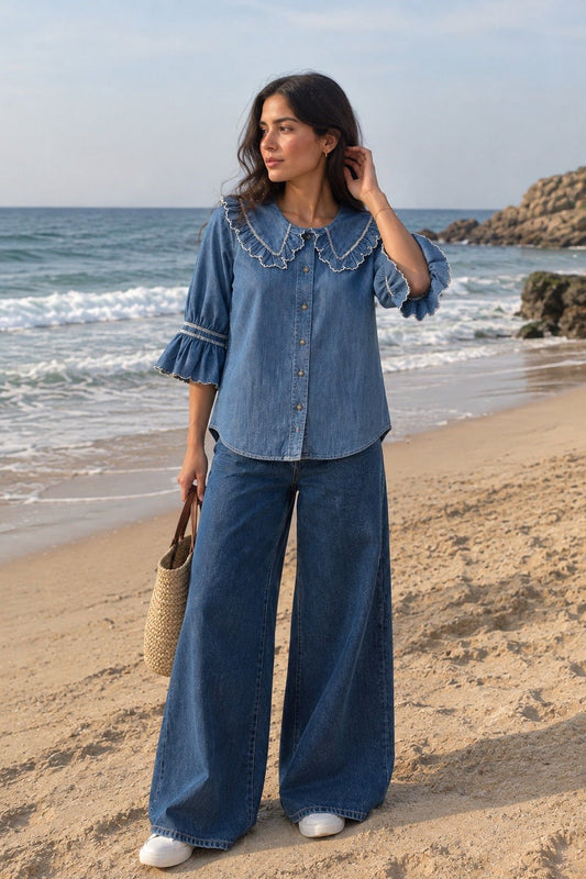 Casual Indigo Phoebe Blouse - CLUBHAUS DENIMPBIO-31002