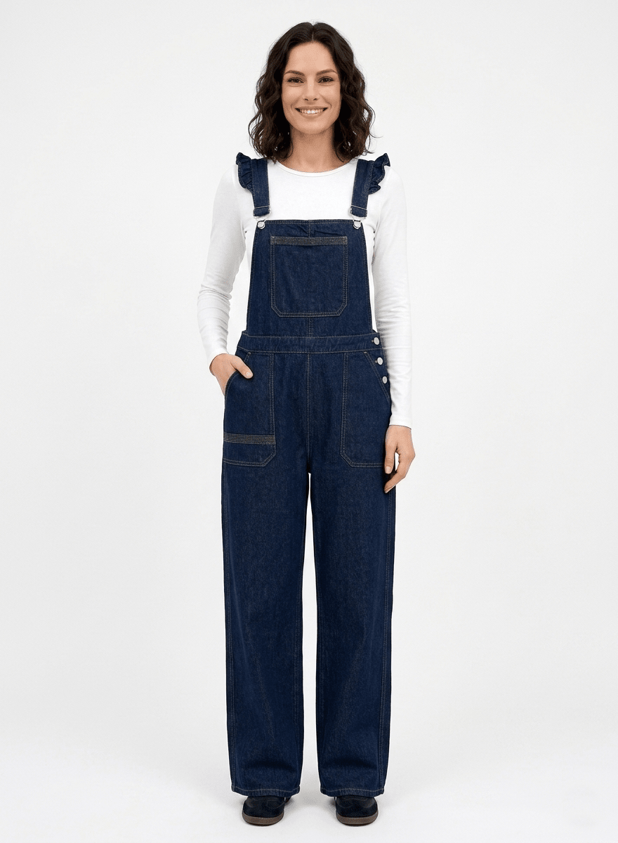Dark Americana Elodie Frill Dungaree - CLUBHAUS DENIMEAIIV-1688