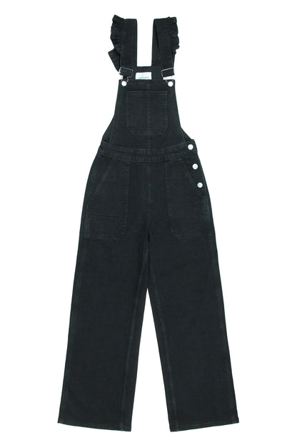Elodie Frill Dungaree – Black - CLUBHAUS DENIMEFDB-12002