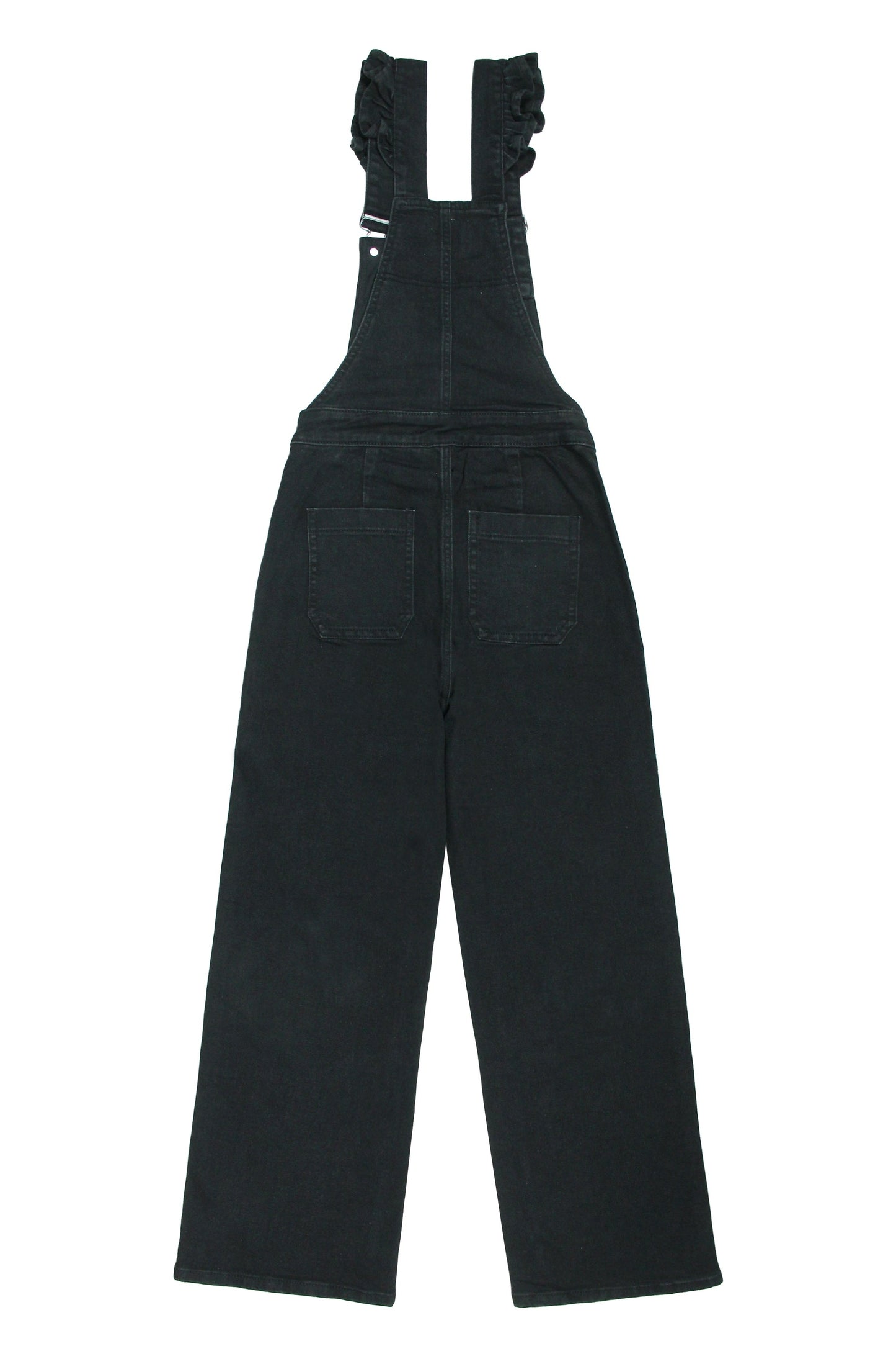 Elodie Frill Dungaree – Black - CLUBHAUS DENIMEFDB-12002