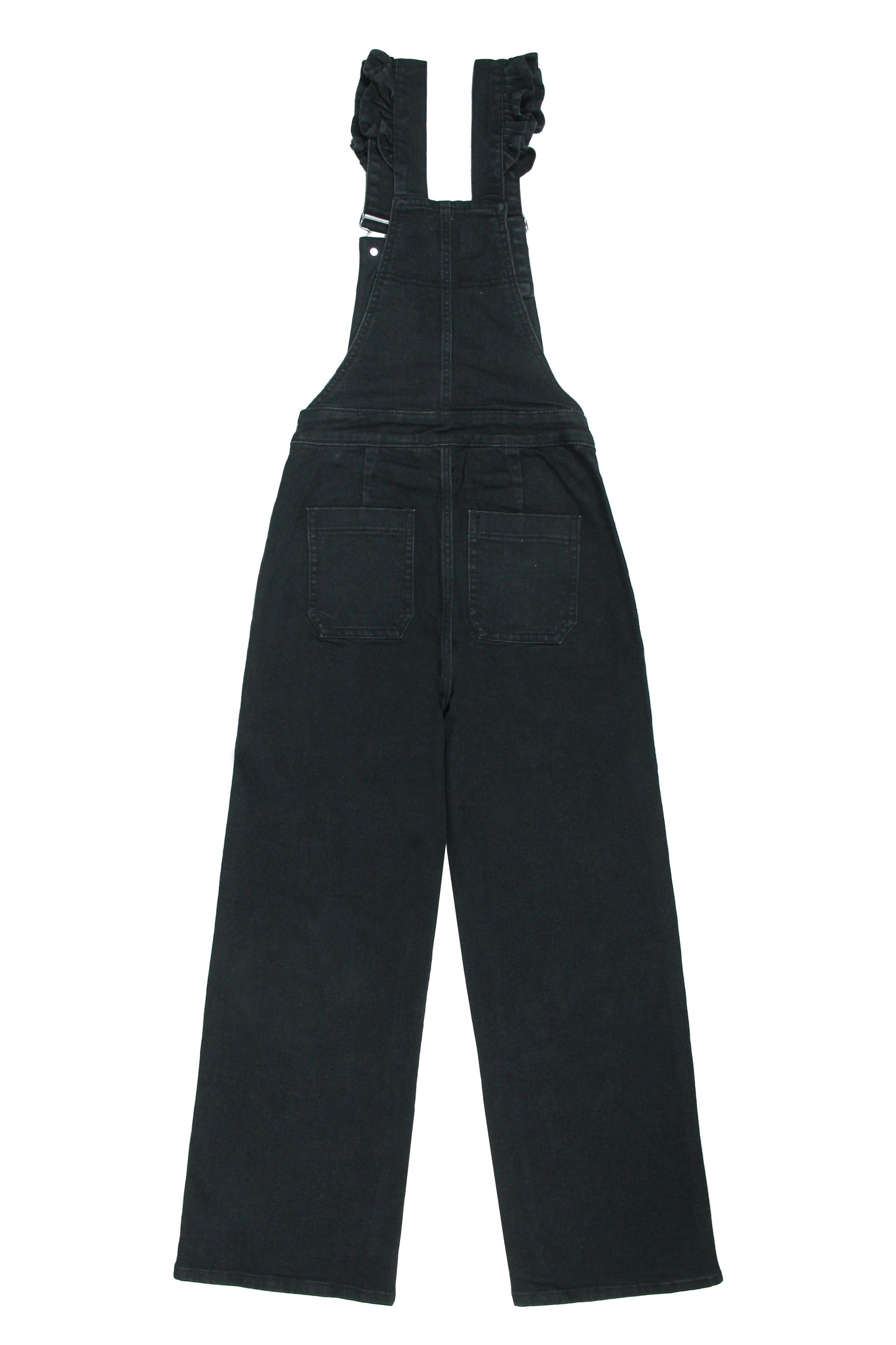 Elodie Frill Dungaree – Black - CLUBHAUS DENIMEFDB-12002