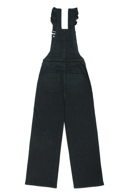 Elodie Frill Dungaree – Black - CLUBHAUS DENIMEFDB-12002