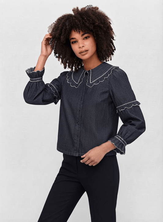 Indigo Rinse Phoebe Blouse - CLUBHAUS DENIMPBIR-100289