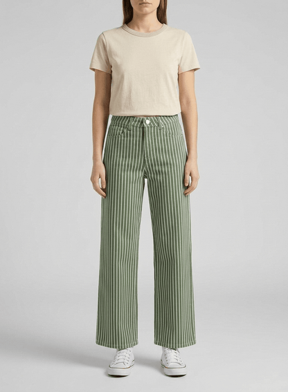 Mabel Stripe Khaki Jeans - CLUBHAUS DENIMMJPSK-01074
