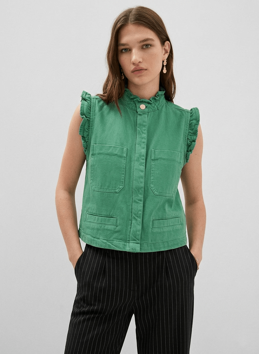 Pablo Jade Green Denim Waistcoat - CLUBHAUS DENIMPWJG-11771