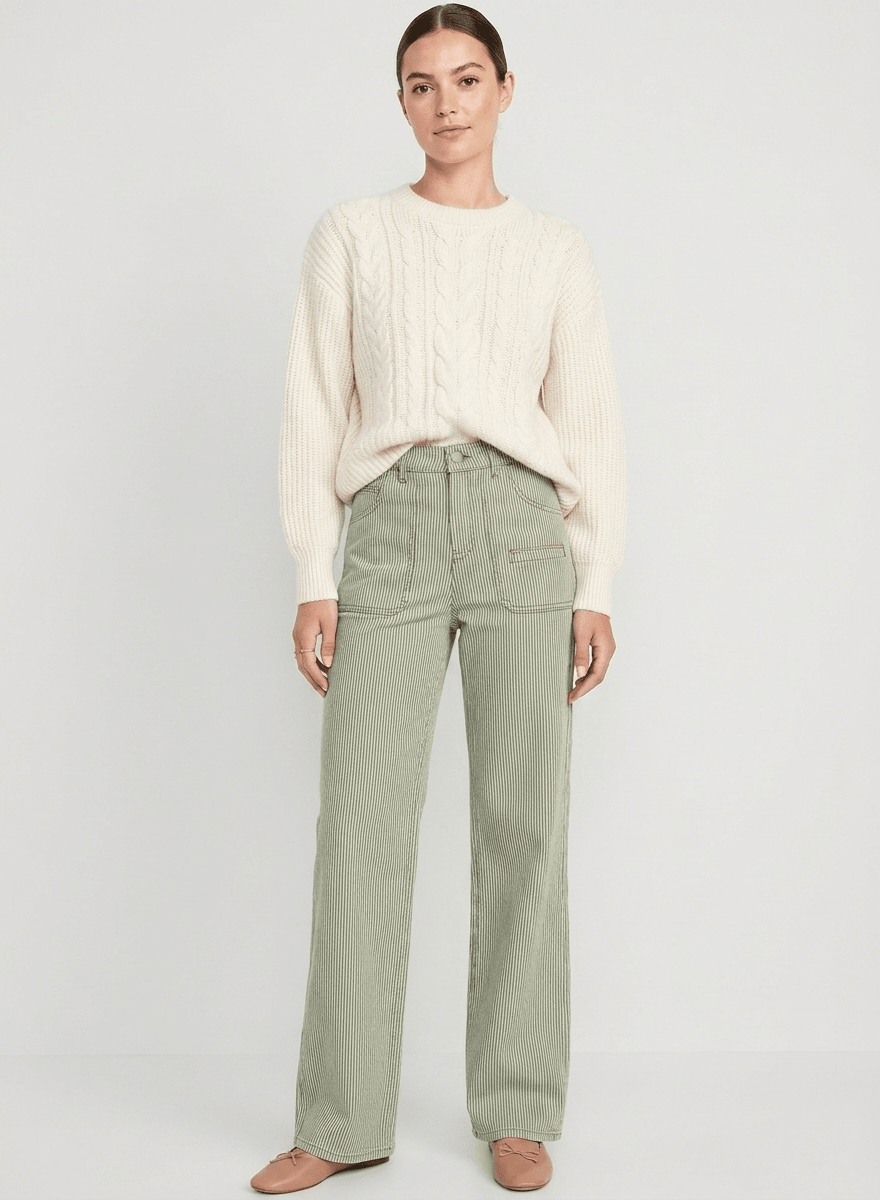Queenie Khaki Striped Jean - CLUBHAUS DENIMQUJSK-10021