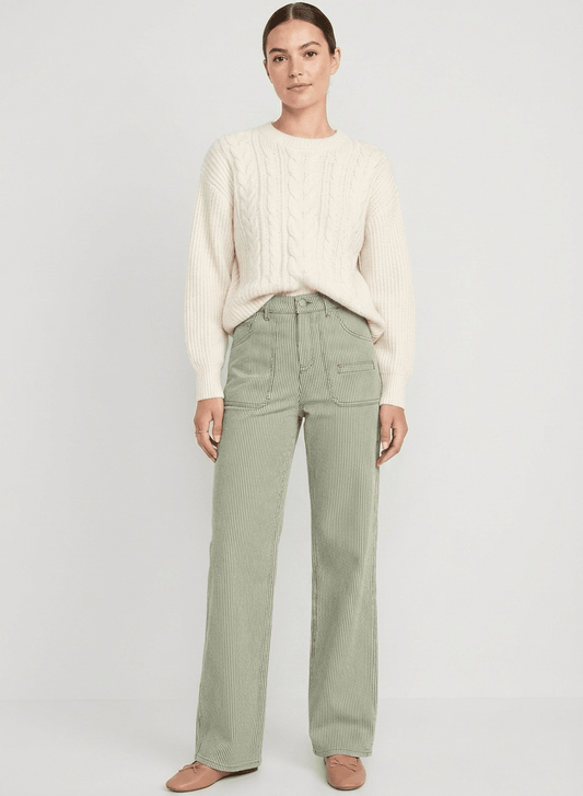 Queenie Khaki Striped Jean - CLUBHAUS DENIMQUJSK-10021