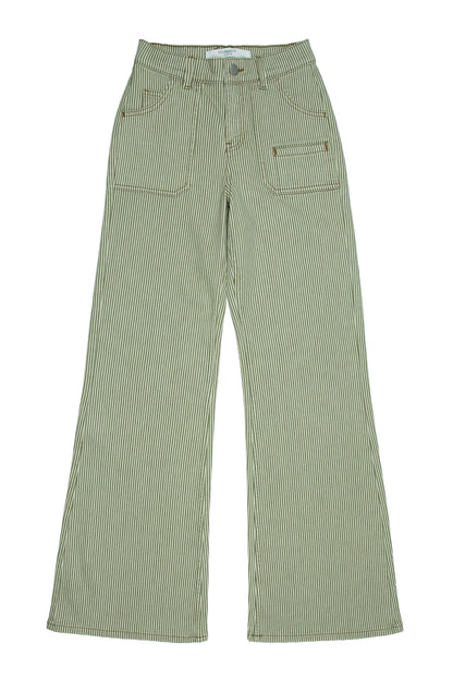 QUJSK - 10021 Queenie Khaki Stripe Jean Sleek - CLUBHAUS DENIMQUJSK - 10021