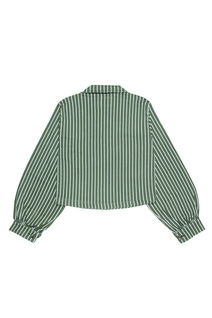 Stripe Khaki Cropped Pipa Jacket - CLUBHAUS DENIMCPJSK-41442