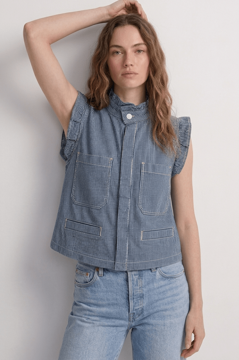 Stylish Pablo Striped Denim Vest - CLUBHAUS DENIMPWSD-11713