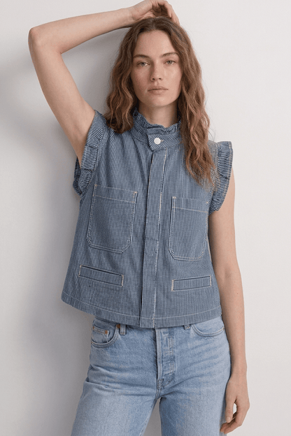 Stylish Pablo Striped Denim Vest - CLUBHAUS DENIMPWSD-11713
