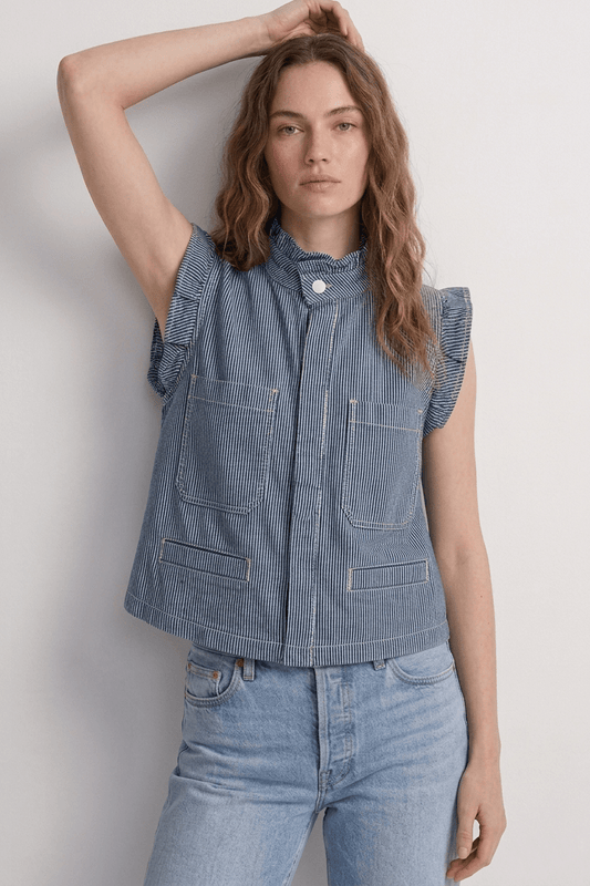 Stylish Pablo Striped Denim Vest - CLUBHAUS DENIMPWSD-11713