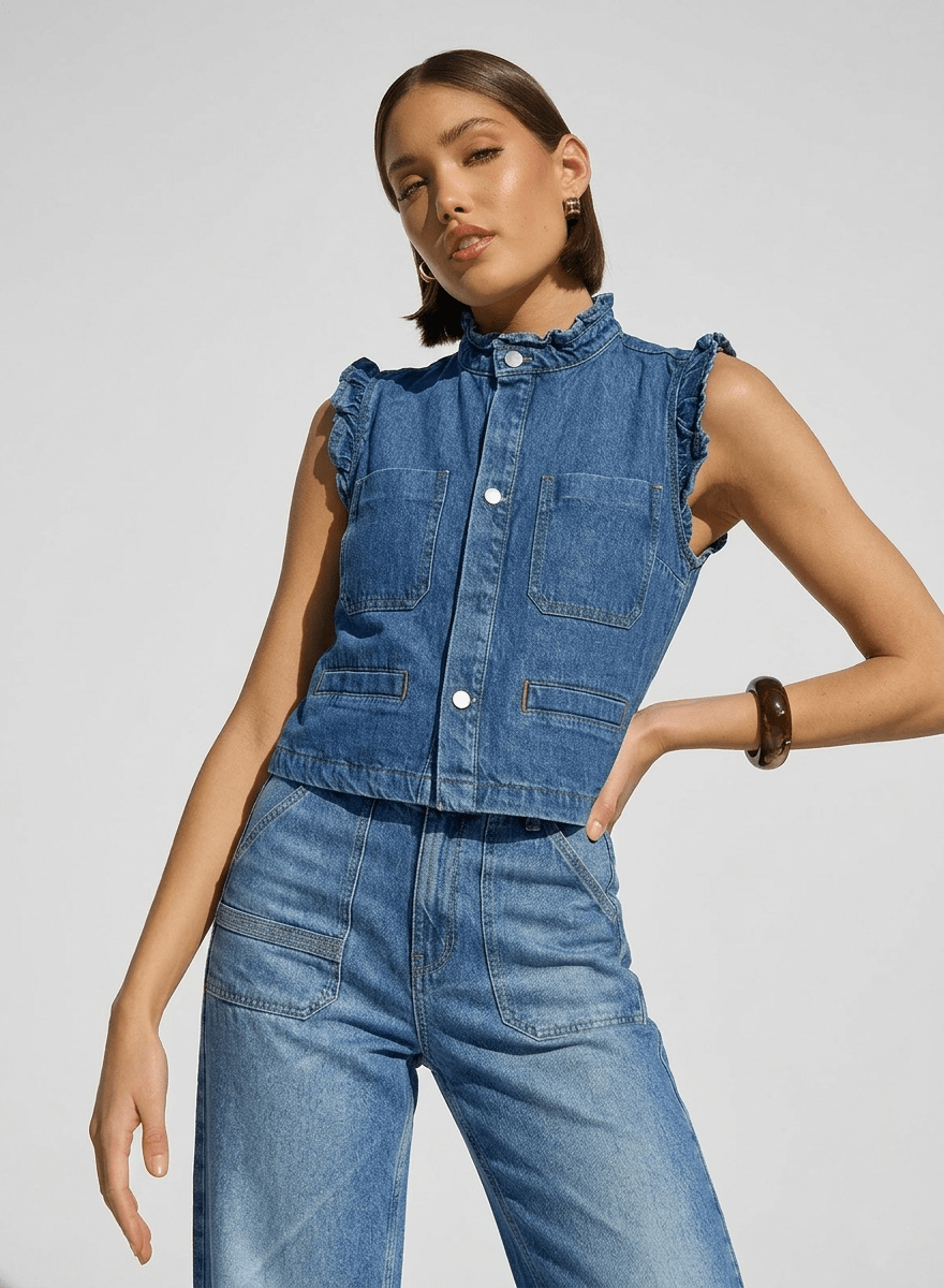 Vintage Women Denim Pablo Vest - CLUBHAUS DENIMPWVA-11942
